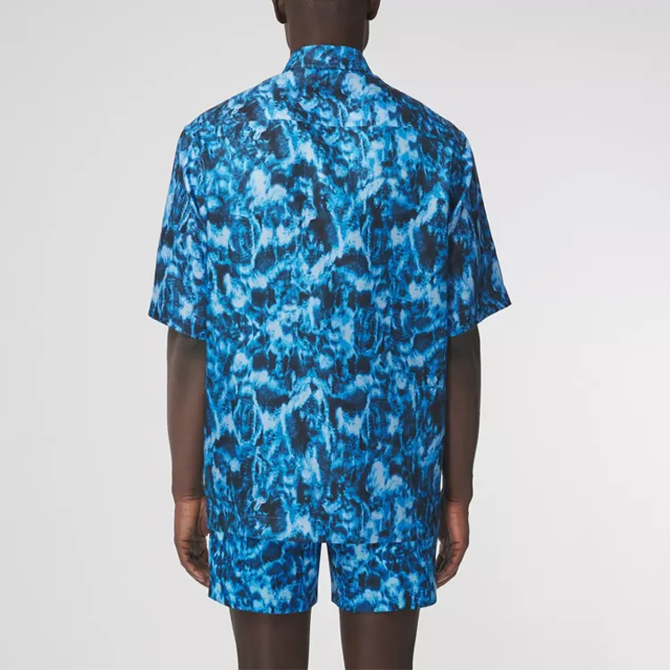 Burberry Silk Ripple Print Short Sleeve Shirt-2