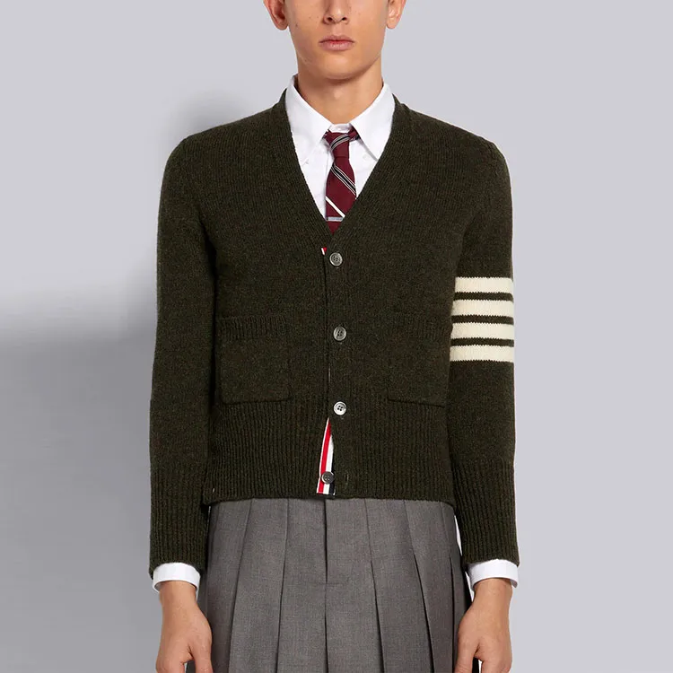 THOM BROWNE 4 Bar Knitted Cardigan-2