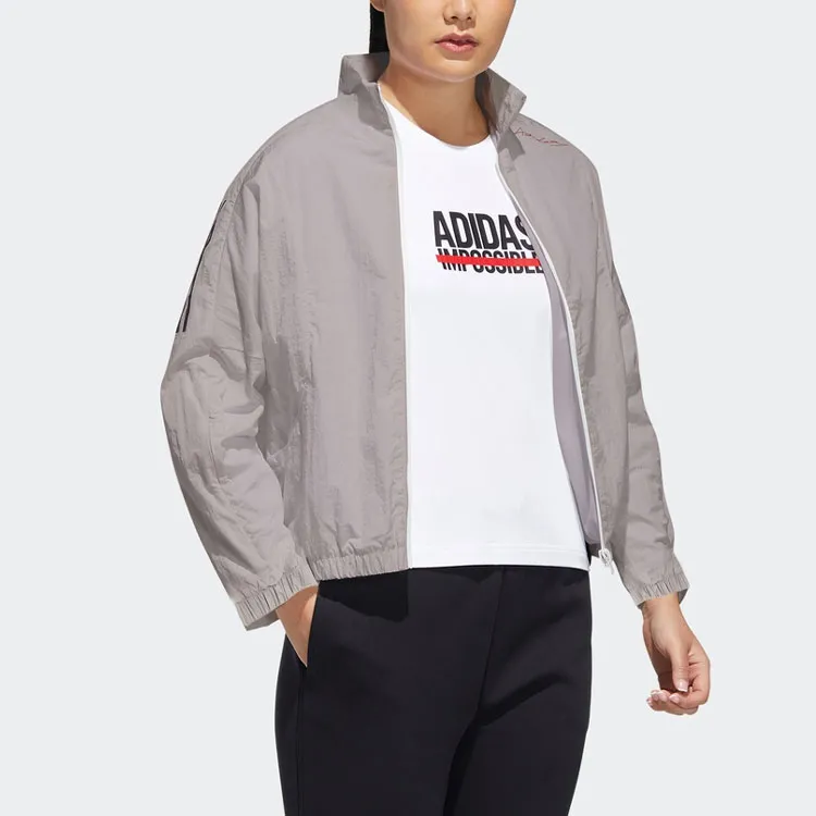 adidas Women'ss Side Stripe Casual Sport Jacket Gray-4
