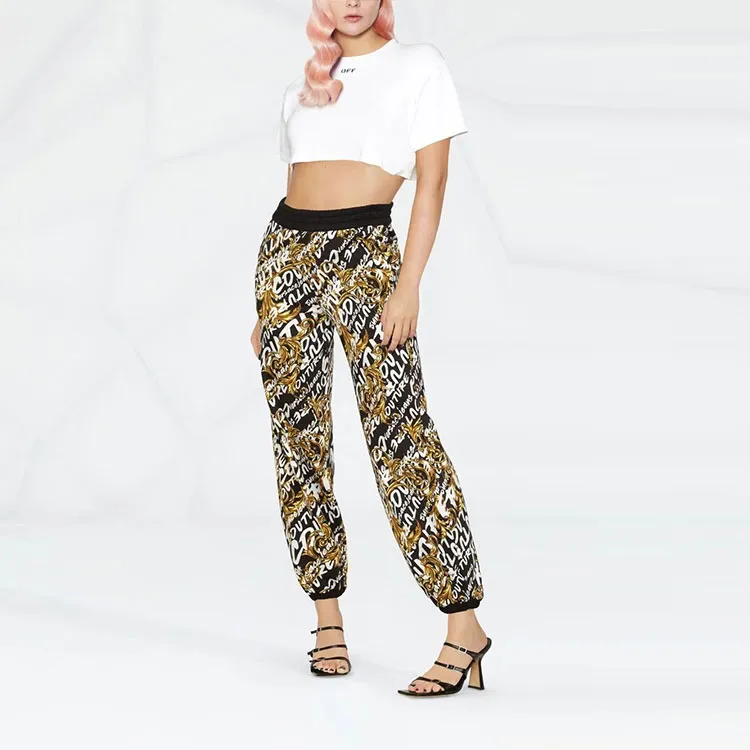 VERSACE Knitted Sweatpants Women's Yellow-2