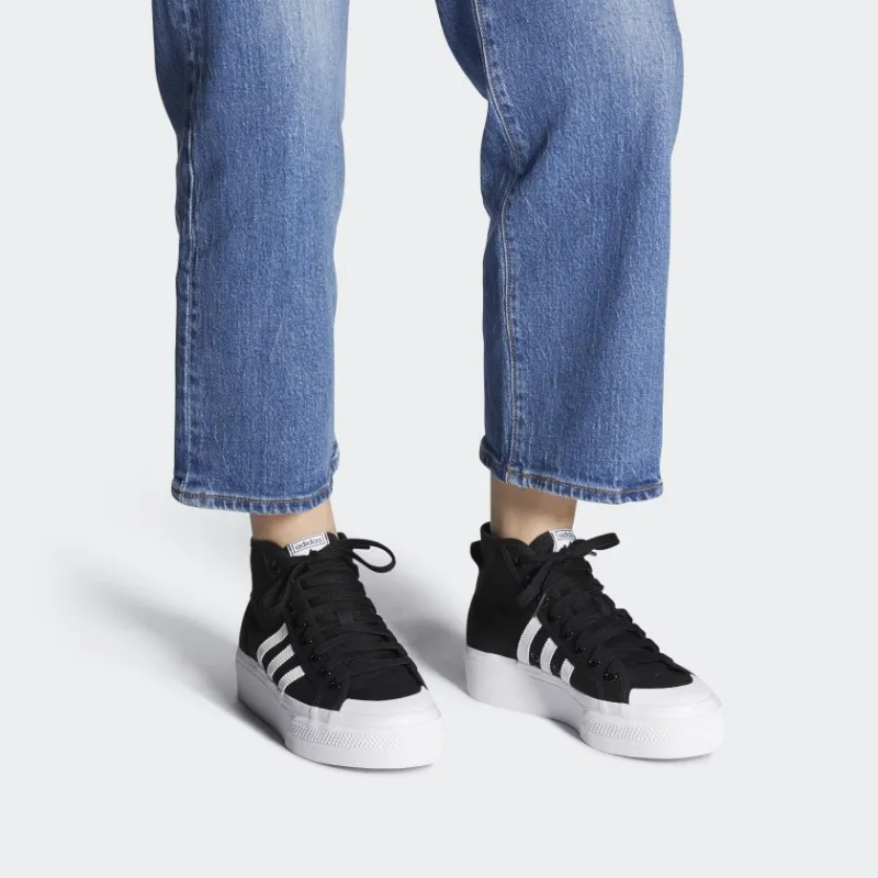 Adidas Women's Nizza Platform Mid 'Core Black White' Women's-6