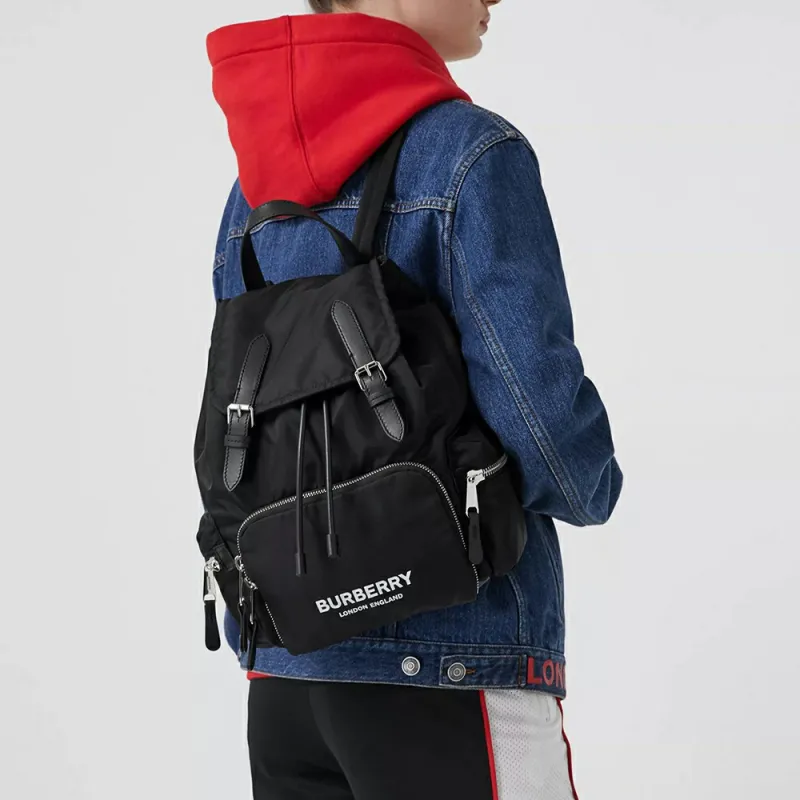 Burberry Nylon Canvas Backpack Women's Black-10
