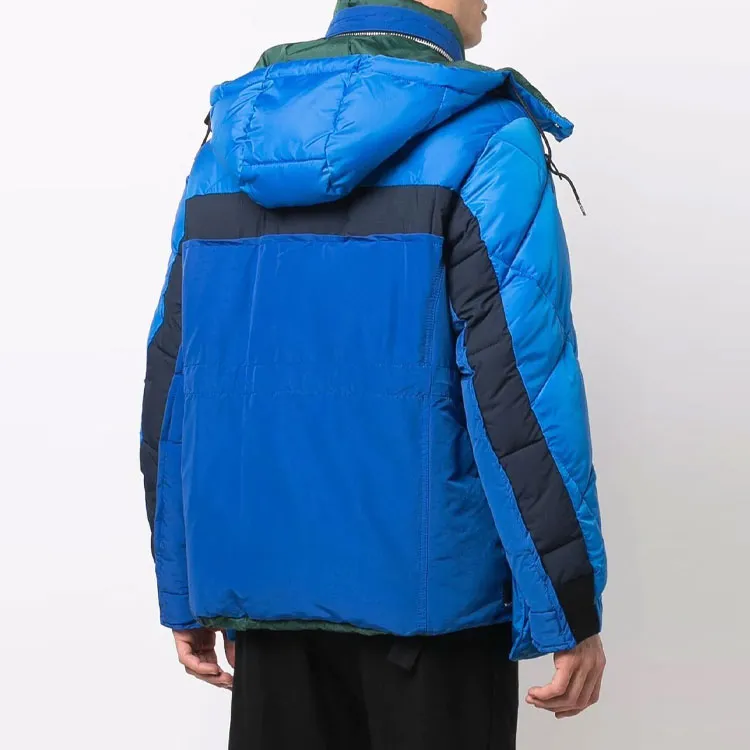 Sacai FW21 Solid Color Hooded Loose Fit Puffer Jacket Men's Blue-3