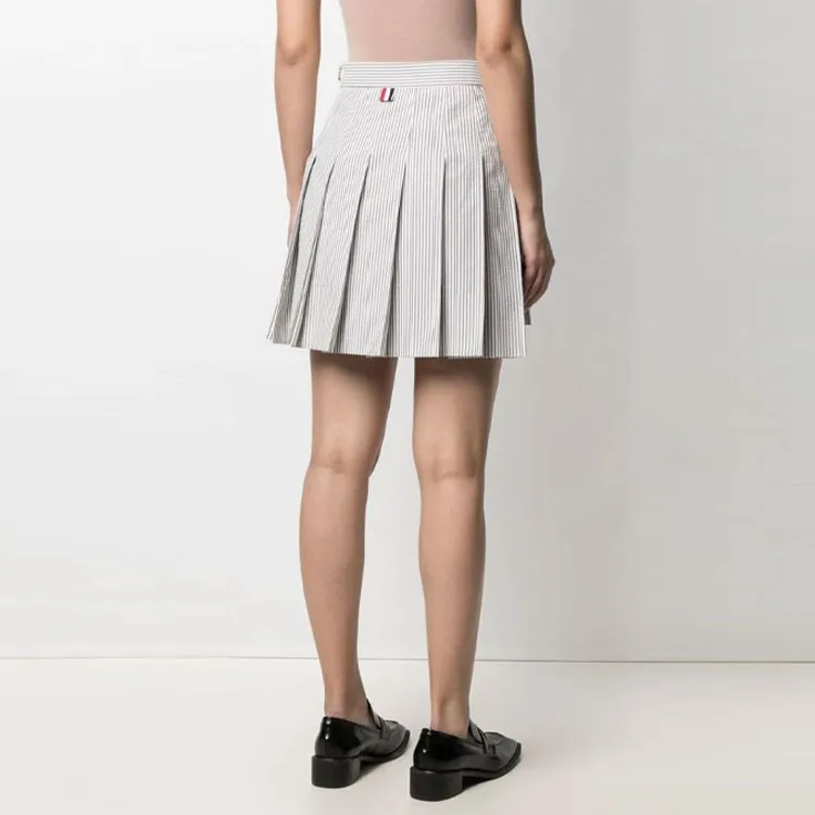 THOM BROWNE Rwb Striped Pleated Skirt-2