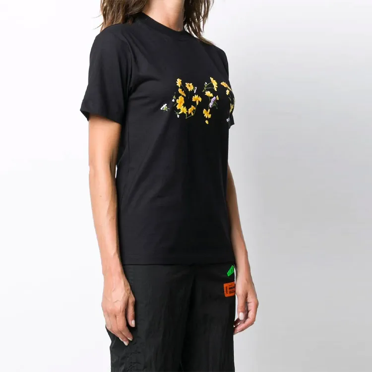 OFF WHITE Flower Logo T Shirt 'Black'-5