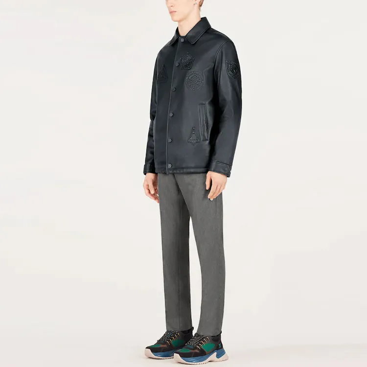 LOUIS VUITTON New Quarterly Products Of LV Leather Jacket Men's Black-3