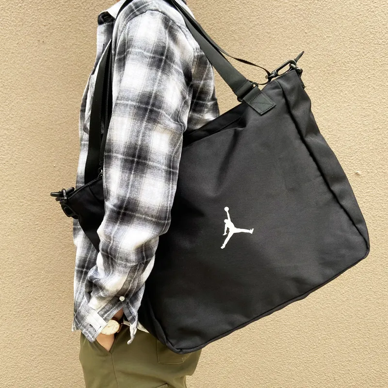 Jordan Canvas Tote Bag Shopping Bag Shoulder Bag Crossbody Bag Handbag Regular Unisex Black-4