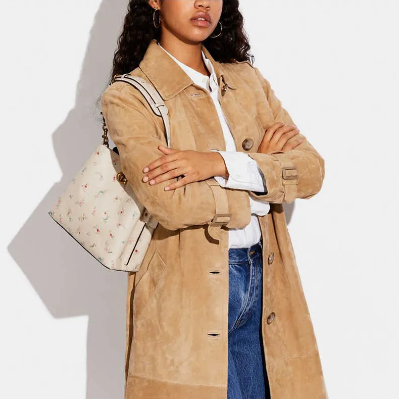 COACH Willow Split Cow Leather Bucket Bag Handbag Shoulder Bag Crossbody Bag Medium Size Women's Ivory White-4