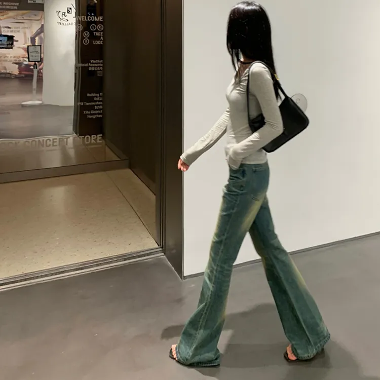 ZHOUMIAO Jeans Women's Millennial Blue-3