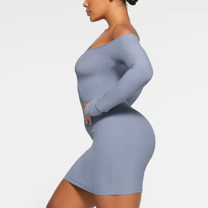 Skims Long-Sleeved Dresses Women's Gray Purple-3