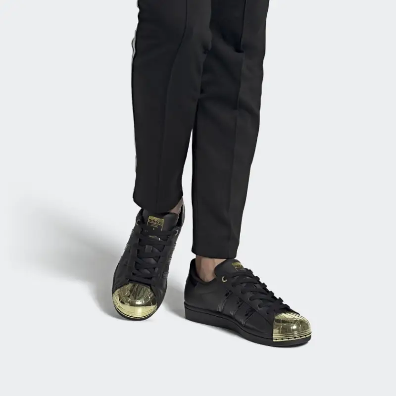 Adidas Superstar Metal Toe Black Gold Metallic Women's-6