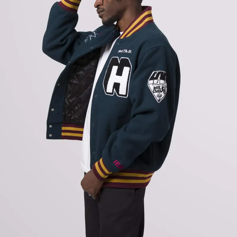 HUF Miles Davis Loose Fit Baseball Jacket Unisex Blue-5