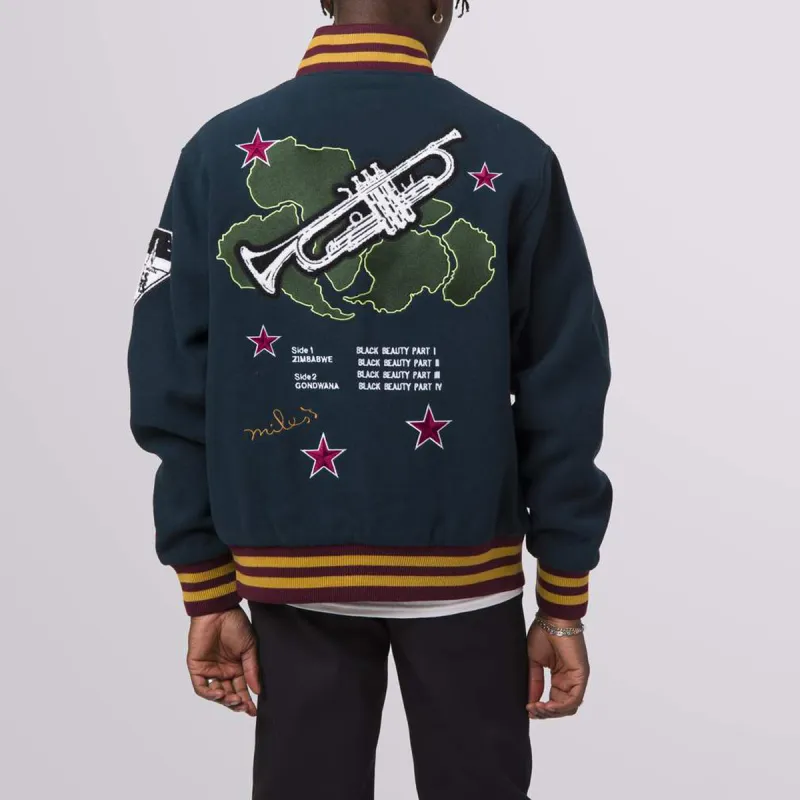 HUF Miles Davis Loose Fit Baseball Jacket Unisex Blue-4