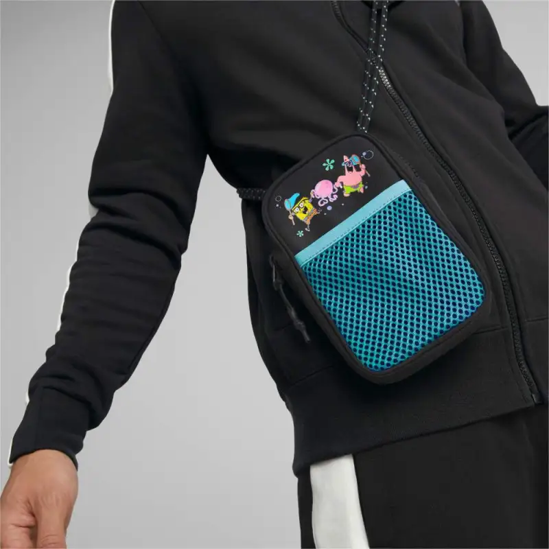PUMA SPONGEBOB, Collaboration Fabric Shoulder Bag, Crossbody Bag Regular Unisex Black Blue-2