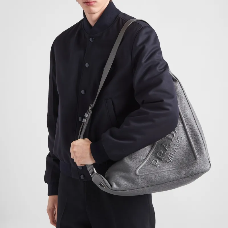 PRADA Triangle Leather Triangle Bag Shoulder Bag Crossbody Bag Regular Men's Gray-5