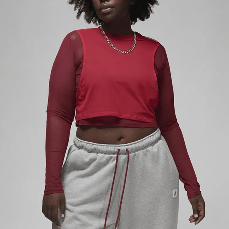 Jordan X Teyana Taylor Women's Long Sleeve Mesh Top Gym Red/Team Red-2