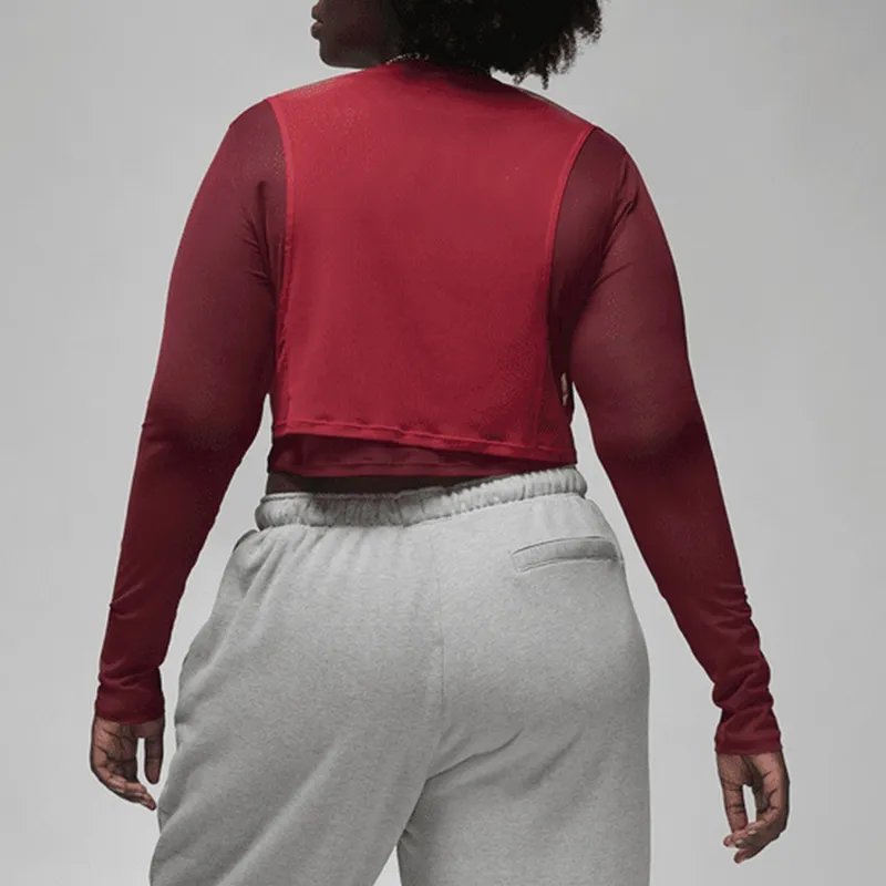 Jordan X Teyana Taylor Women's Long Sleeve Mesh Top Gym Red/Team Red-3