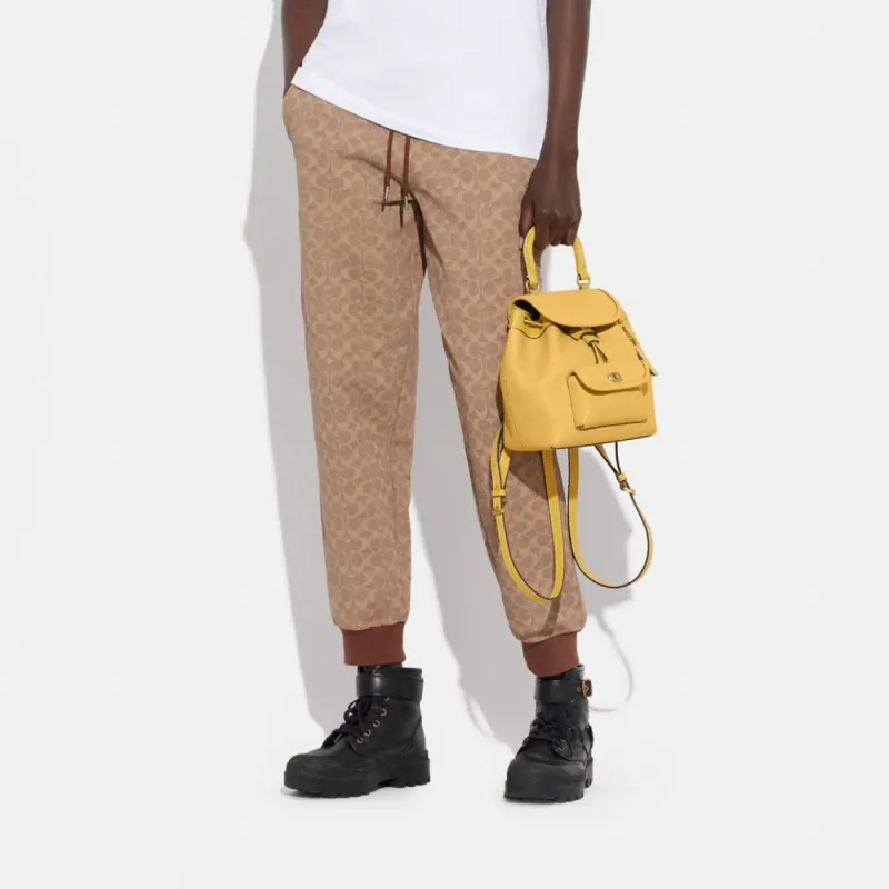 COACH Riya Cow Leather Backpack Medium Size Women's Yellow-7