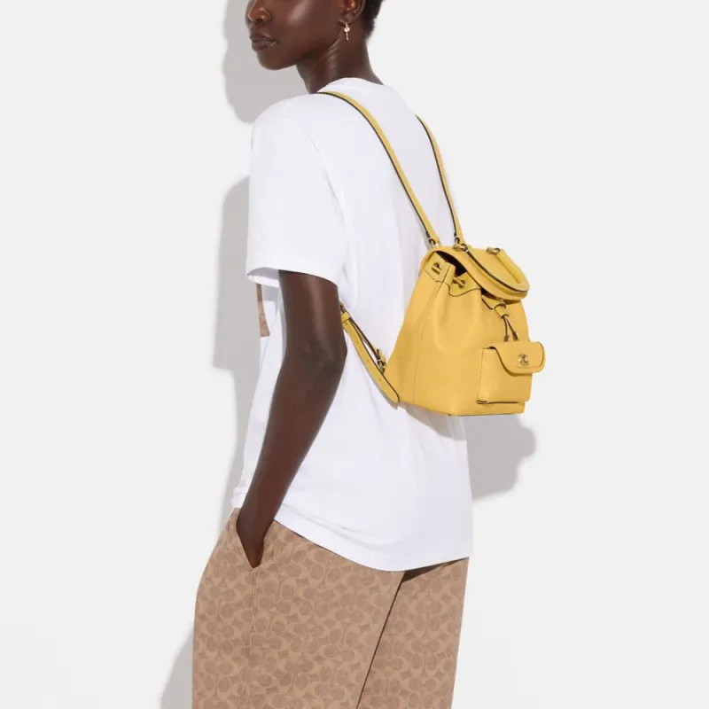 COACH Riya Cow Leather Backpack Medium Size Women's Yellow-6