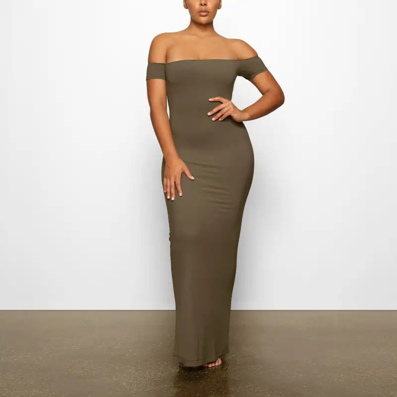 Skims Short-Sleeved Dresses Women's Army Green-1