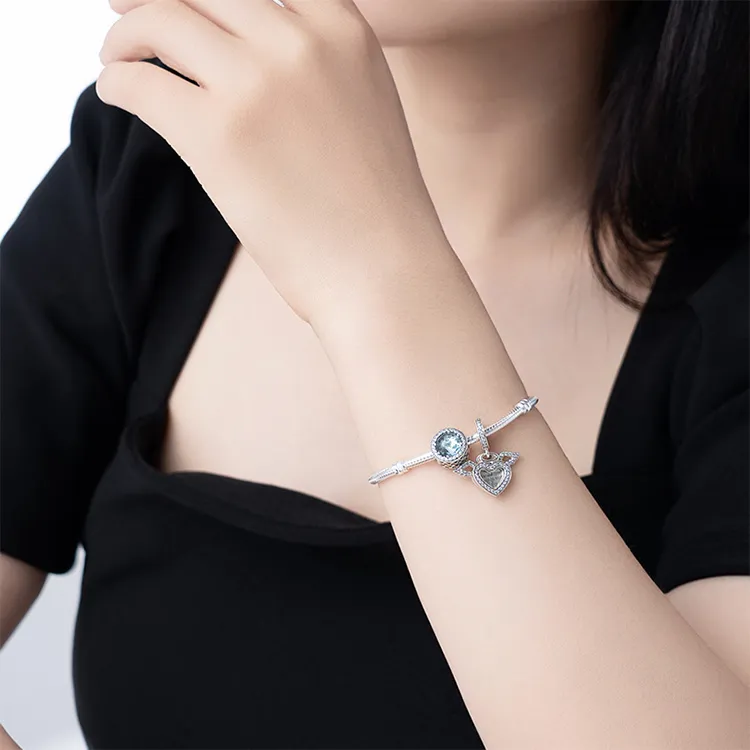 Pandora 925 Sterling Silver Bangle Set Women's Silver-2