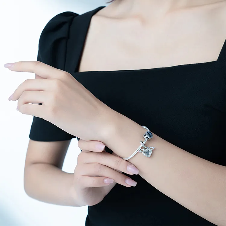 Pandora 925 Sterling Silver Bangle Set Women's Silver-2