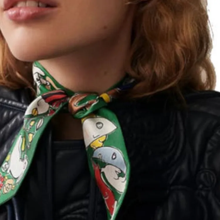 HERMES 20th Century Mille Et Un Lapins Silk Twilly Scarf Scarves-1