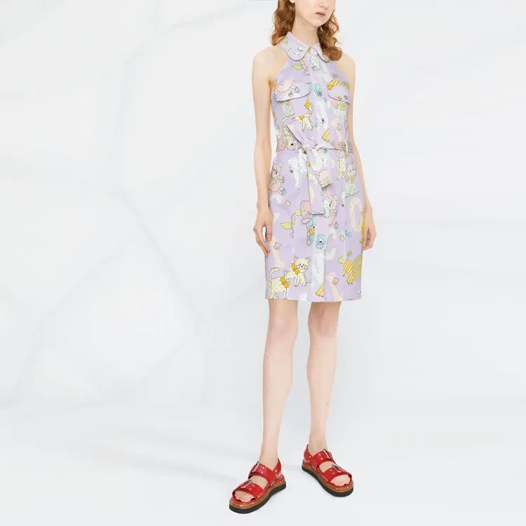 MOSCHINO Sleeveless Dresses Women's Light Purple-1
