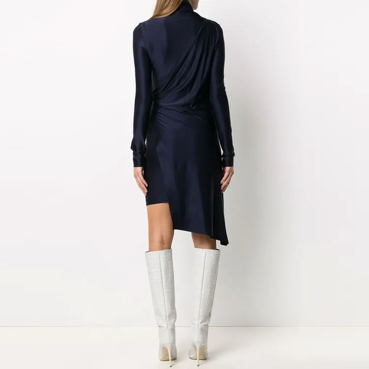 OFF-WHITE SS21 Long-Sleeved Dresses Women's Navy Blue-2