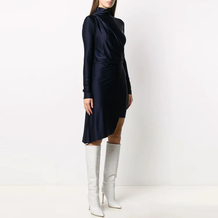 OFF-WHITE SS21 Long-Sleeved Dresses Women's Navy Blue-3