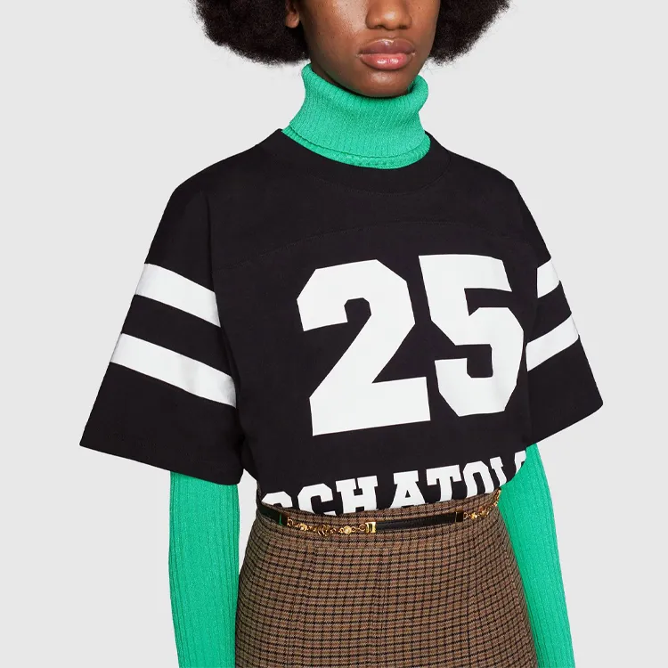 GUCCI 1921 SS21 Crew Neck Loose Fit Straight Short Sleeved T Shirt Women's Black-5
