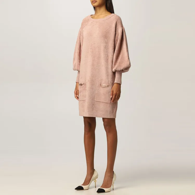 Elisabetta Franchi Long Sleeved Dress Women's Flesh Pink-2