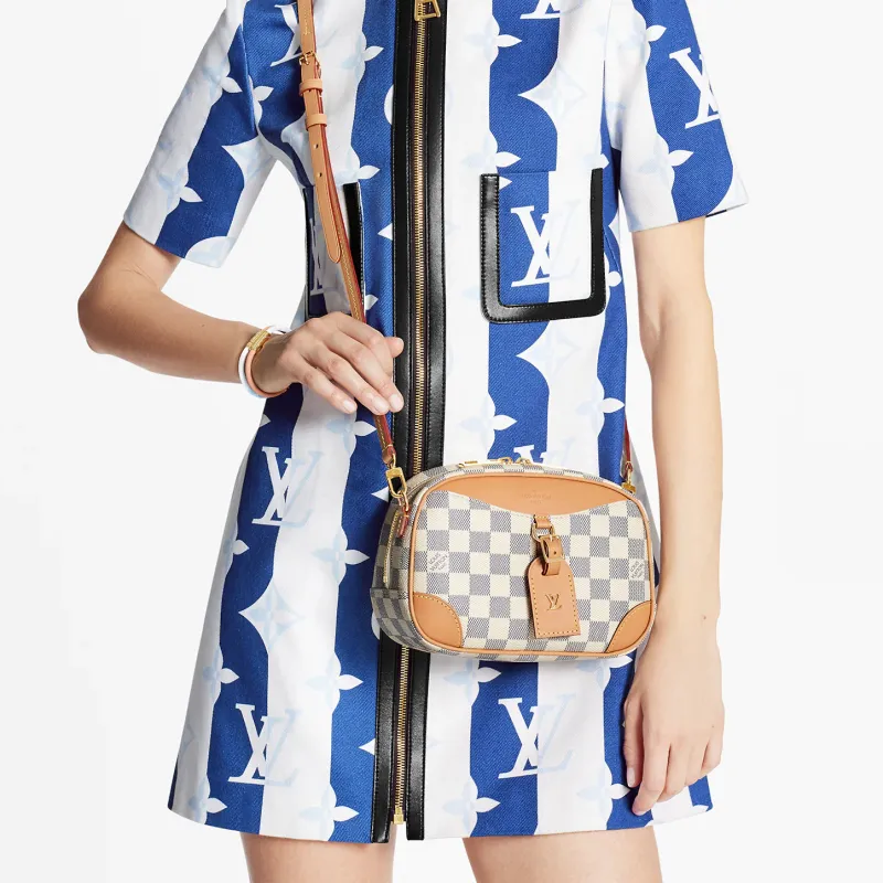 LOUIS VUITTON Deauville Coated Canvas With Leather Trim Jeanie Bag Shoulder Bag Crossbody Bag Mini Women's Plaid-5