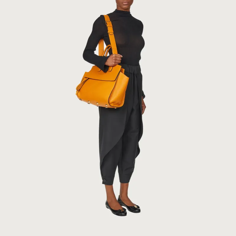 FERRAGAMO Studio Collection Cow Leather One Shoulder Handbags Women's Orange-7