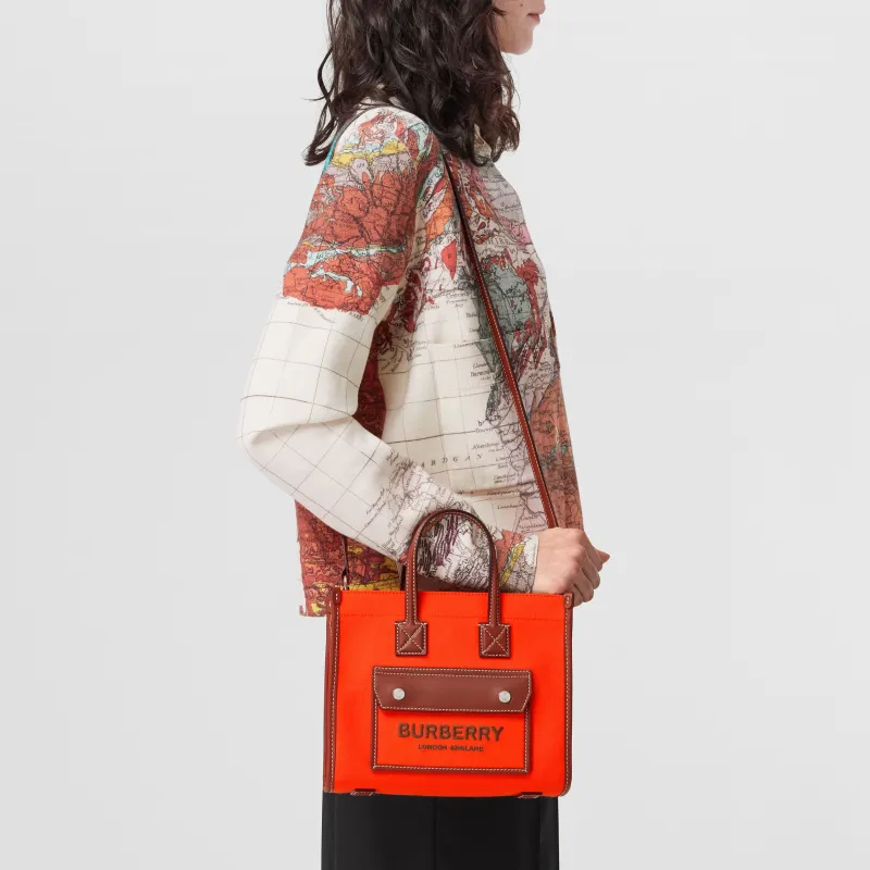 Burberry Freya Calfskin Embellishment Tote Bag Shopping Bag Shoulder Bag Crossbody Bag Handbag Mini Women's Orange/Tan-5