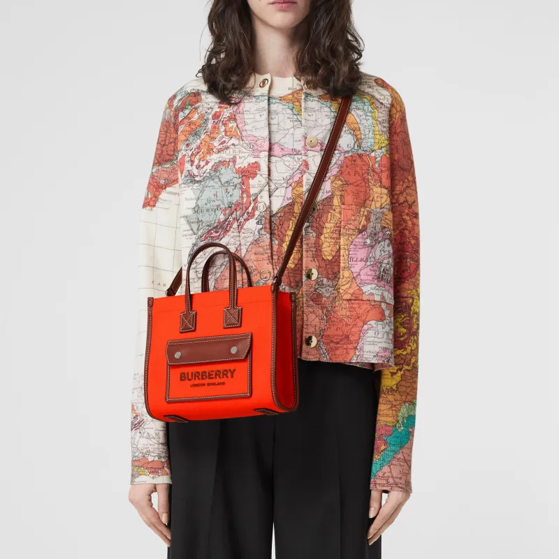 Burberry Freya Calfskin Embellishment Tote Bag Shopping Bag Shoulder Bag Crossbody Bag Handbag Mini Women's Orange/Tan-7