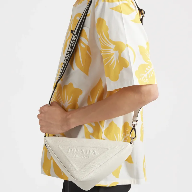 PRADA Saffiano Triangle Bag White-4