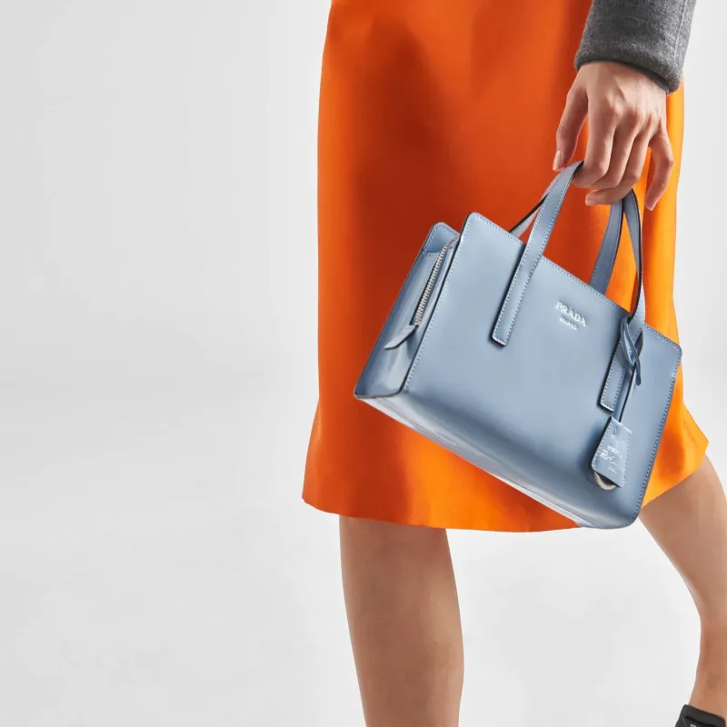 PRADA Re-Edition Leather Shoulder Bag Crossbody Bag Handbag Mini Women's Sky Blue-3