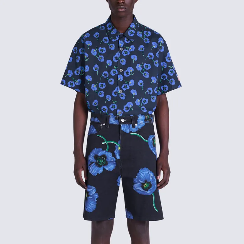 KENZO Poppy Flower Series Shirts Men Dark Blue-2