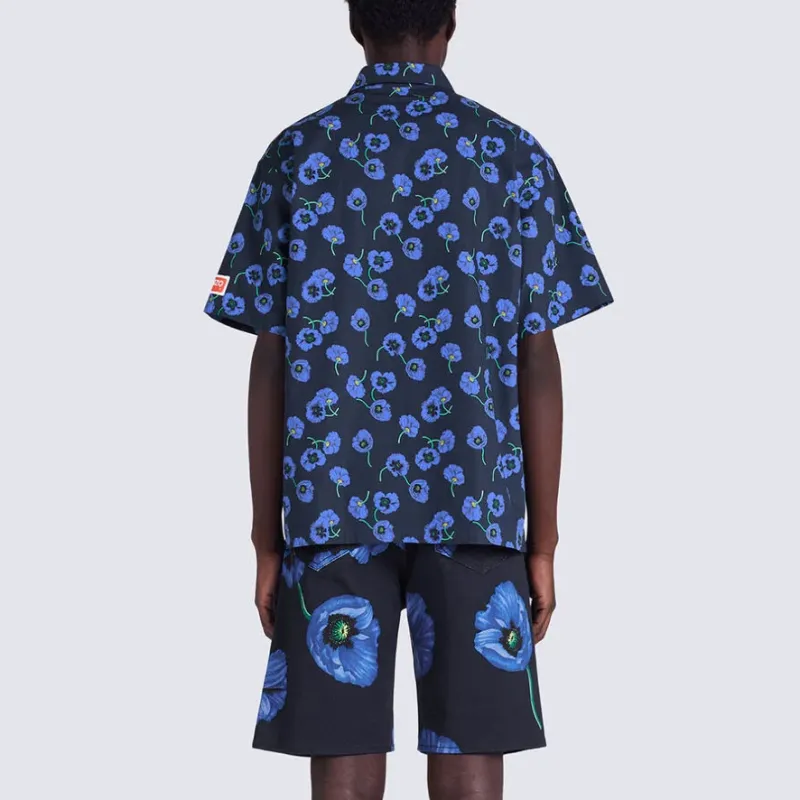 KENZO Poppy Flower Series Shirts Men Dark Blue-3