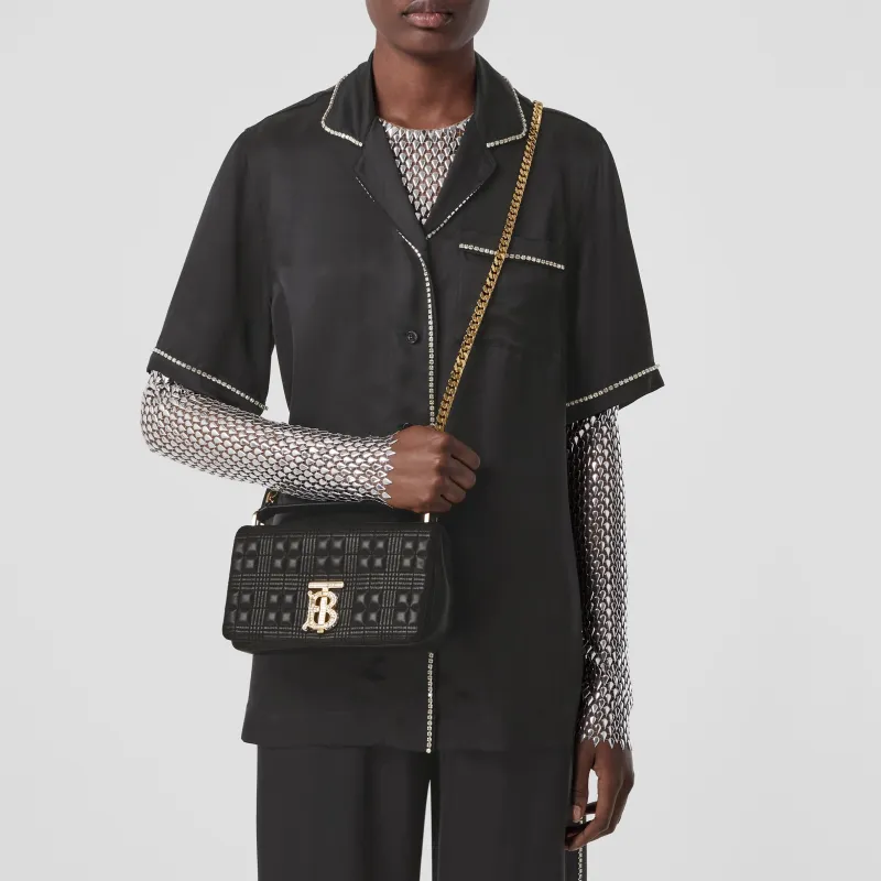 Burberry Lola Lola Bag Quilting Lambskin Handbags Shoulder Bag Crossbody Bag Women's Black-5