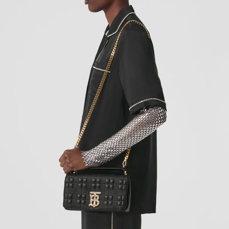 Burberry Lola Lola Bag Quilting Lambskin Handbags Shoulder Bag Crossbody Bag Women's Black-6