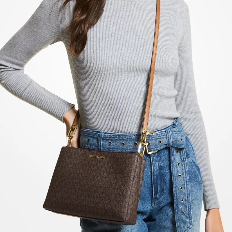 MICHAEL KORS Canvas One Shoulder Handbag, Crossbody Bag Medium Size Women's Dark Brown-3