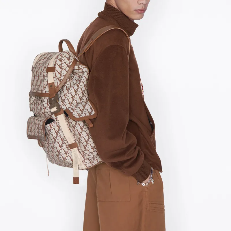 DIOR CACTUS JACK Collaboration Hit The Road Cow Leather Backpack Regular Unisex Coffee-6