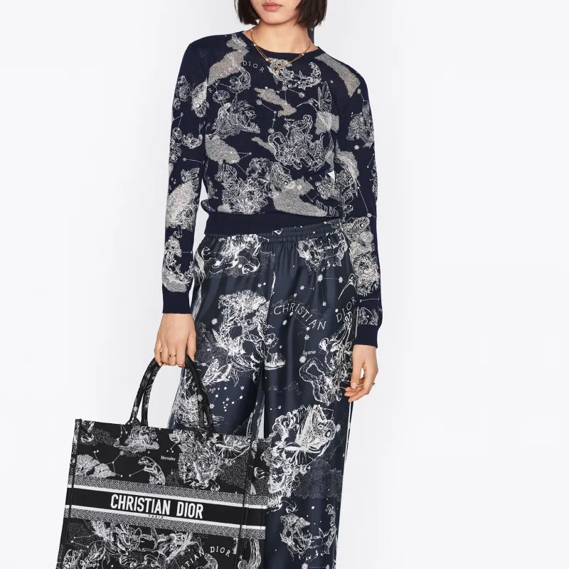 DIOR BookTote Embroidery Tote Bag, Shopping Bag, Shoulder Bag, Handbag Tubas Women's Black-5