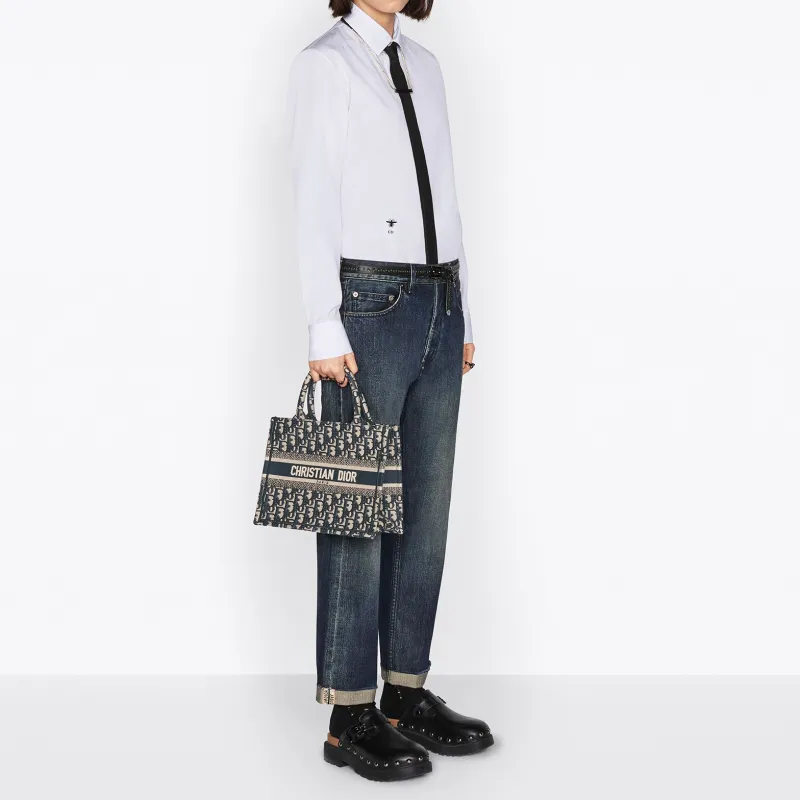 DIOR BookTote Embroidery Tote Bag Shopping Bag Shoulder Bag Handbag Small Size Women's Yellow-6