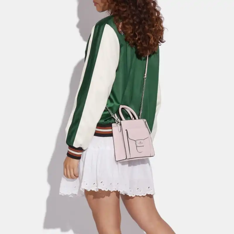 COACH Pepper Delicate Pebble Leather Handbag, Shoulder Bag, Crossbody Bag Mini Women's Ice Pink-3