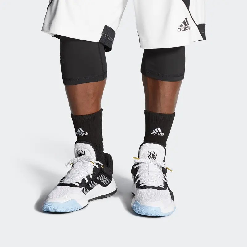 Adidas D.O.N. Issue #1 J Mitchell Slip Resistant Cushioning Low Top Performance Basketball Shoes Black White Teenagers-6