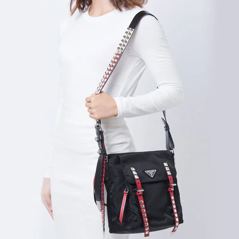 PRADA Nylon Material Shoulder Bag Crossbody Bag Women's Black-7