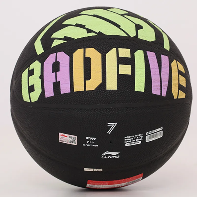 LiNing PU Basketball Black Multicolor Size 7 Ball Training Unisex-5